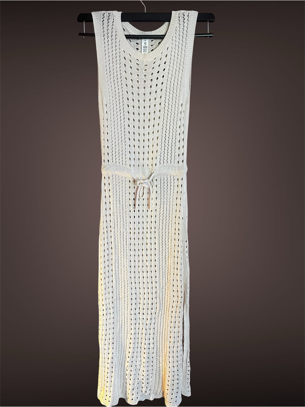 Sleeveless Crochet Knit Maxi Dress - Cream